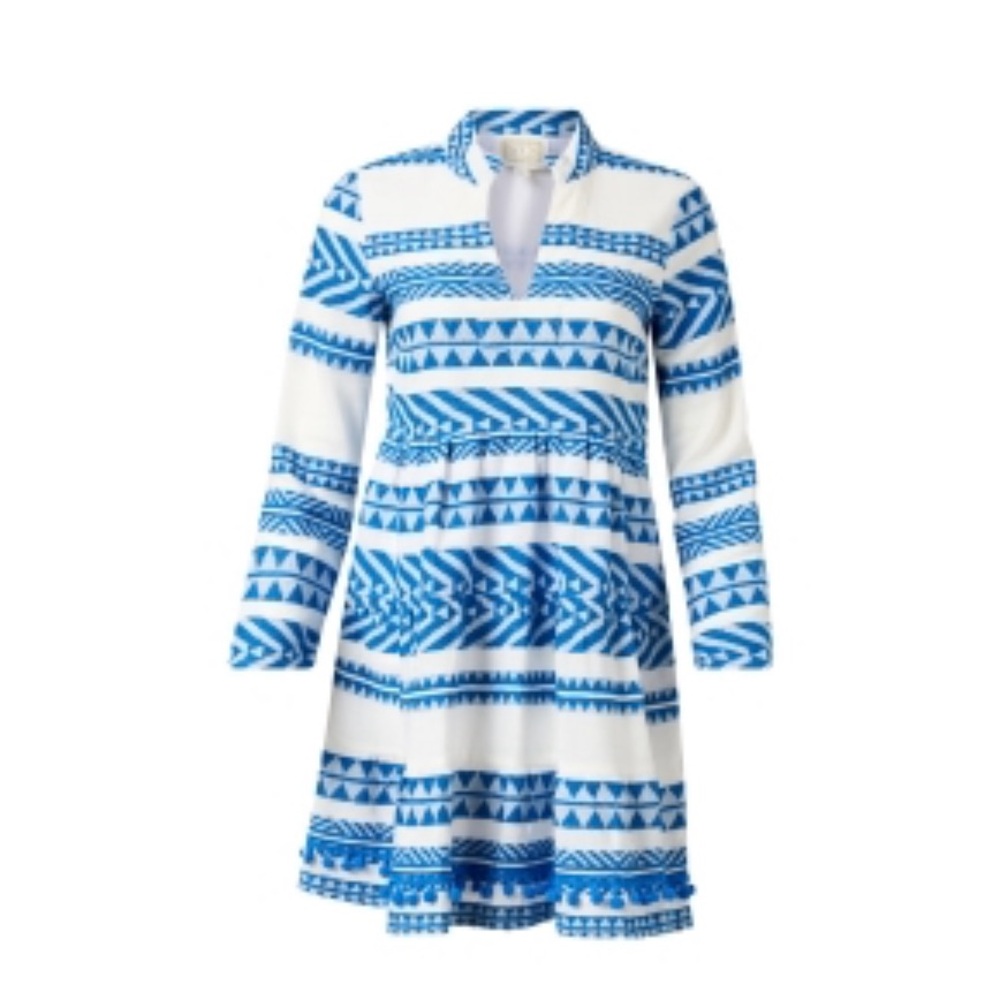 NWOT Sail to sable size XL Geo stripe long sleeve tunic dress blue
